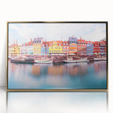 Art deco poster featuring a European Denmark scenery in muted gold tones on acrylic, ideal for modern art wall decor.