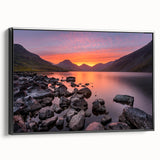 Black and white landscape art painting of Cumbria, England on framed canvas, ideal for bedroom decor.