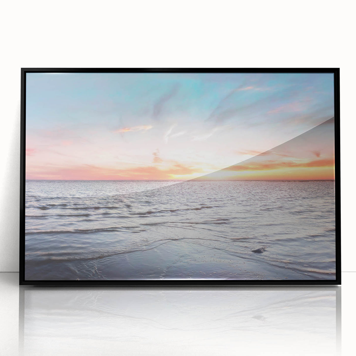 Large abstract wall art featuring a European Estonian scenery in muted gray tones on a framed acrylic panel.