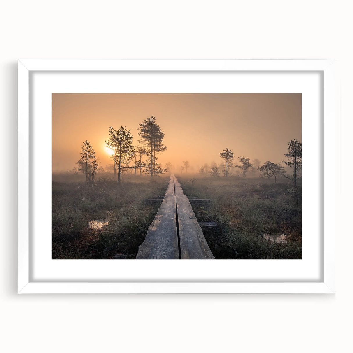 Textured art depicting a serene Finnish landscape in muted earthy tones on a framed canvas, ideal for bedroom decor.