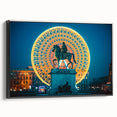Black and white framed canvas of Lyon landscape, featuring vintage poster art style, ideal for bedroom decor.