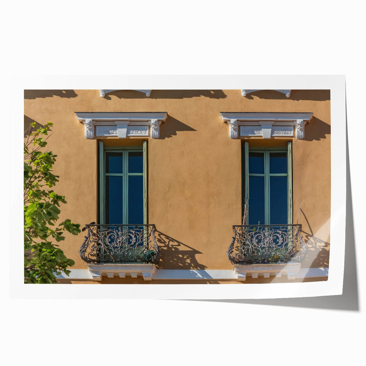 Extra large rolled print of a scenic South France landscape in muted earth tones, ideal for dining room wall art.