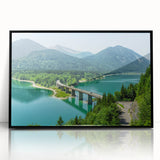 Large abstract wall art depicting a Bavarian landscape in muted earth tones on a framed acrylic.