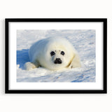 Extra large, colorful abstract art print of a Greenland scenery in a black frame with mat, ideal for living room decor.