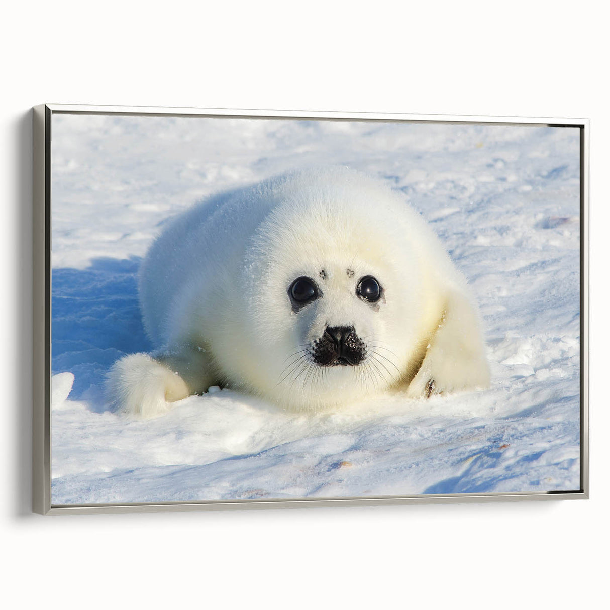 Landscape art painting of Greenland scenery on framed canvas, featuring muted green and blue tones, ideal for office decor.