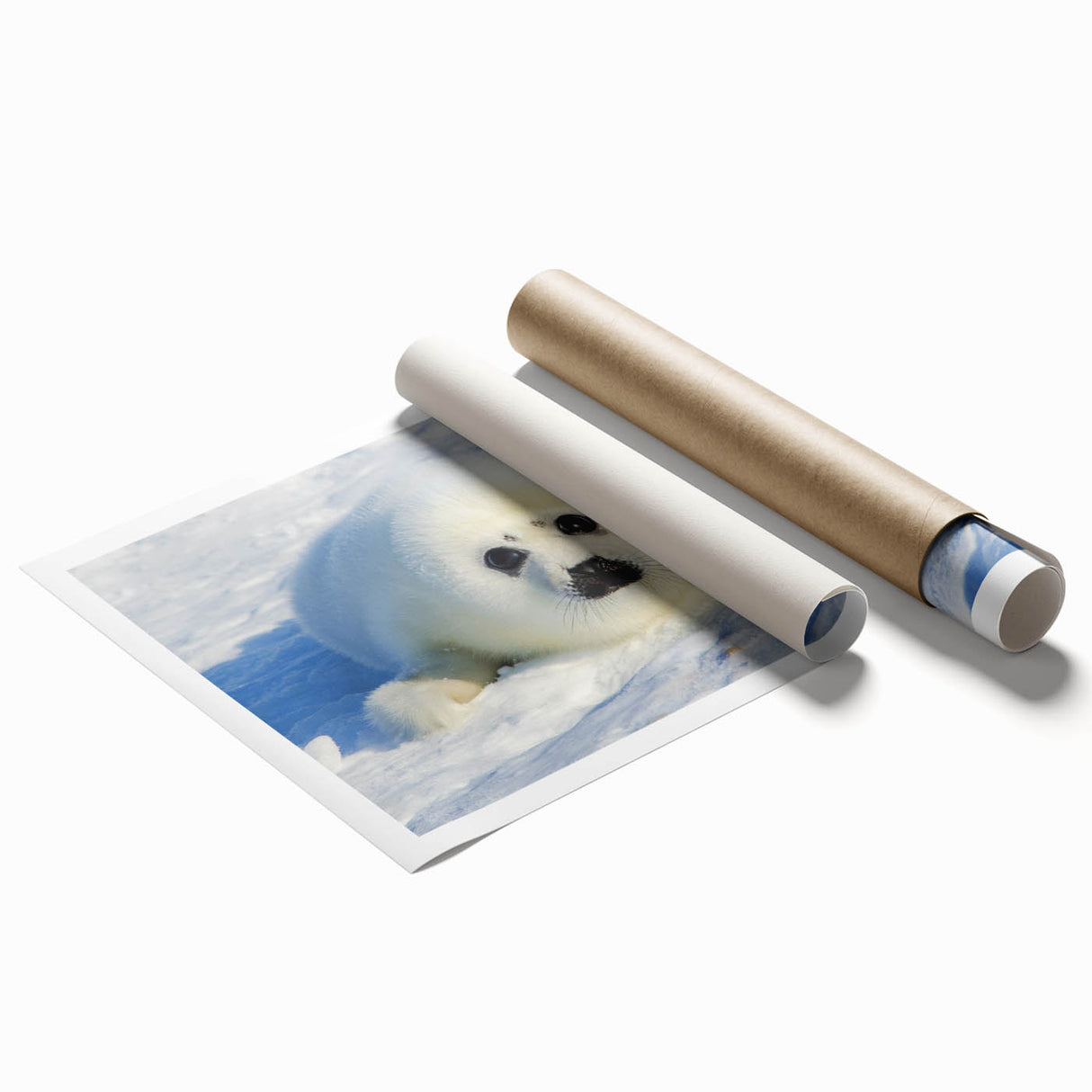 Extra large rolled print depicting a serene Greenland landscape with vibrant green and blue tones.