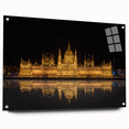 Acrylic print of a European cityscape with muted earth tones, ideal for dining room decor.