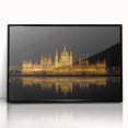 Large abstract wall art depicting a European Hungarian landscape in muted earth tones on a black framed acrylic.