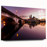 Acrylic print of a serene Irish landscape in muted green and blue tones, ideal for bedroom or dining room art.