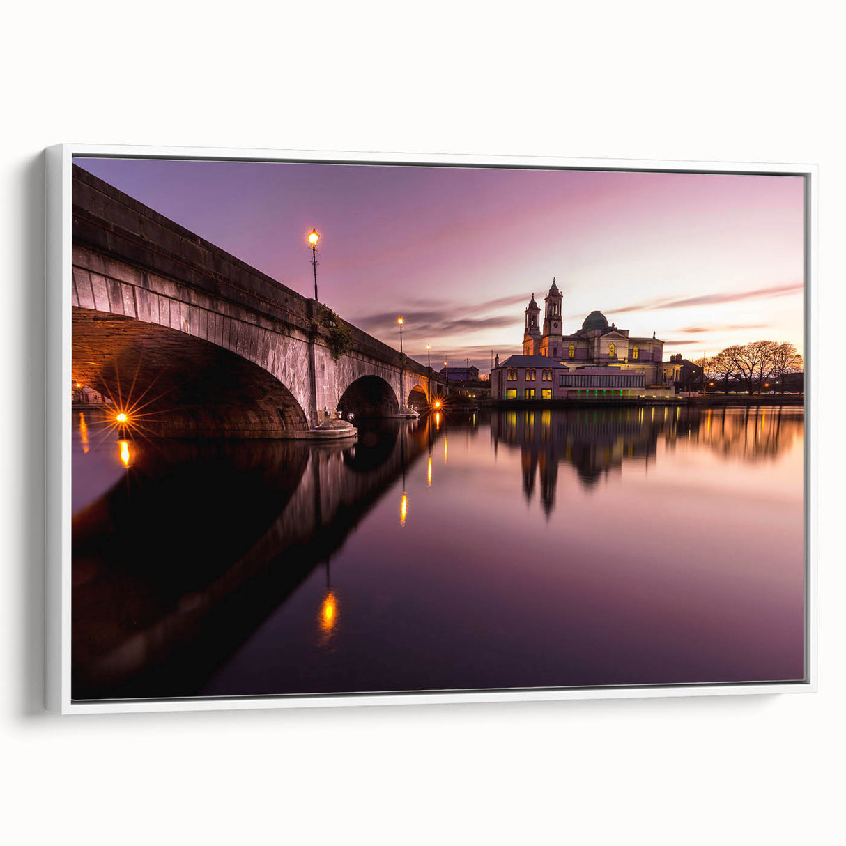 Vintage poster art of a scenic Ireland landscape in vibrant colors on a framed canvas, ideal for living room decor.
