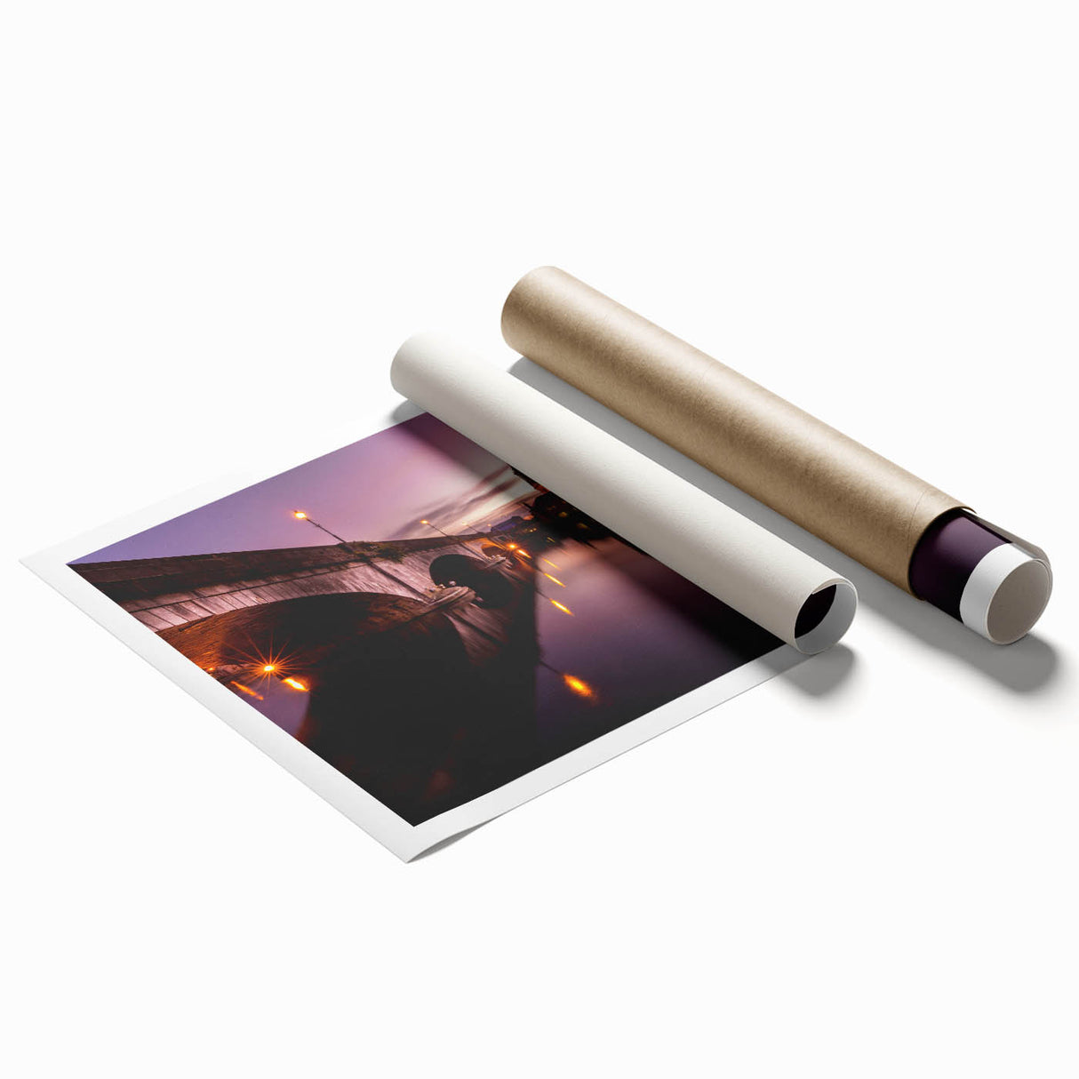 Extra large rolled print of a serene Irish landscape with lush greenery and soft gray skies.