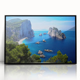 Large abstract wall art depicting a scenic European landscape in Capri, Italy.