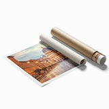 Extra large rolled print featuring a detailed Rome scenery with muted earth tones, ideal for classy bathroom wall art.