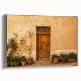 Framed canvas landscape art painting depicting a vintage Tuscan scenery in vibrant colors, ideal for living room decor.