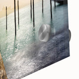 Acrylic print of Venice scenery with muted earth tones, ideal for dining room art in a mid-century modernist style.