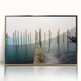 Framed acrylic painting of a serene Venice canal scene in soft pastel shades, ideal for modern art wall decor.
