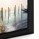 Extra large black wall art of Venice scenery on textured canvas, featuring vibrant color highlights.
