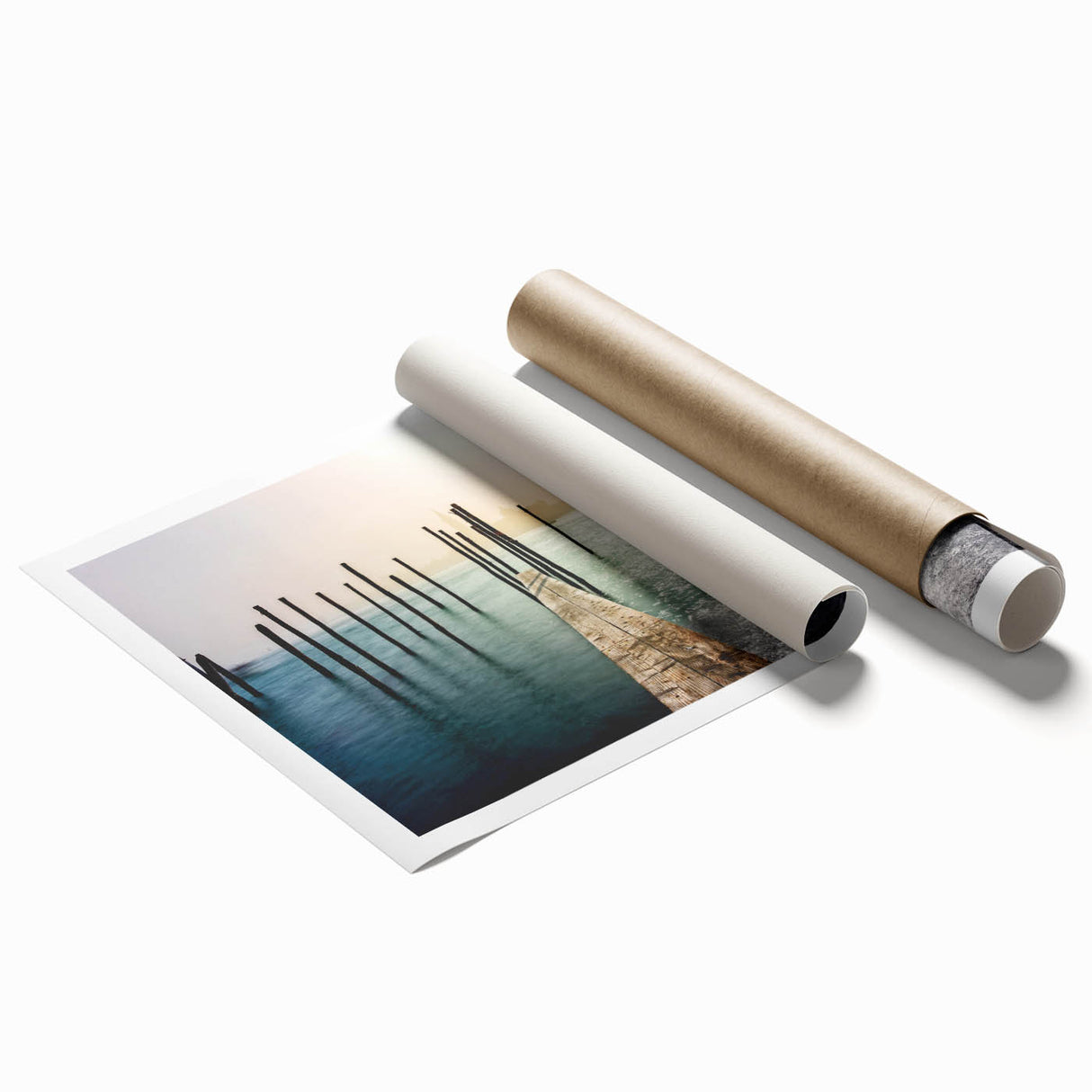 Extra large rolled print of Venice scenery with floral accents in soft color tones, ideal for classy bathroom wall art.