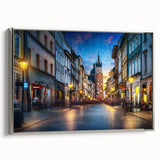 Vintage poster art of a scenic European location in Poland, featuring colorful art on extra large framed canvas.