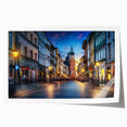 Large rolled canvas print depicting a serene Polish landscape with lush greenery and a tranquil river.