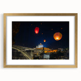 Abstract art print of Porto scenery in gold frame with mat, featuring muted earth tones, ideal for dining room decor.