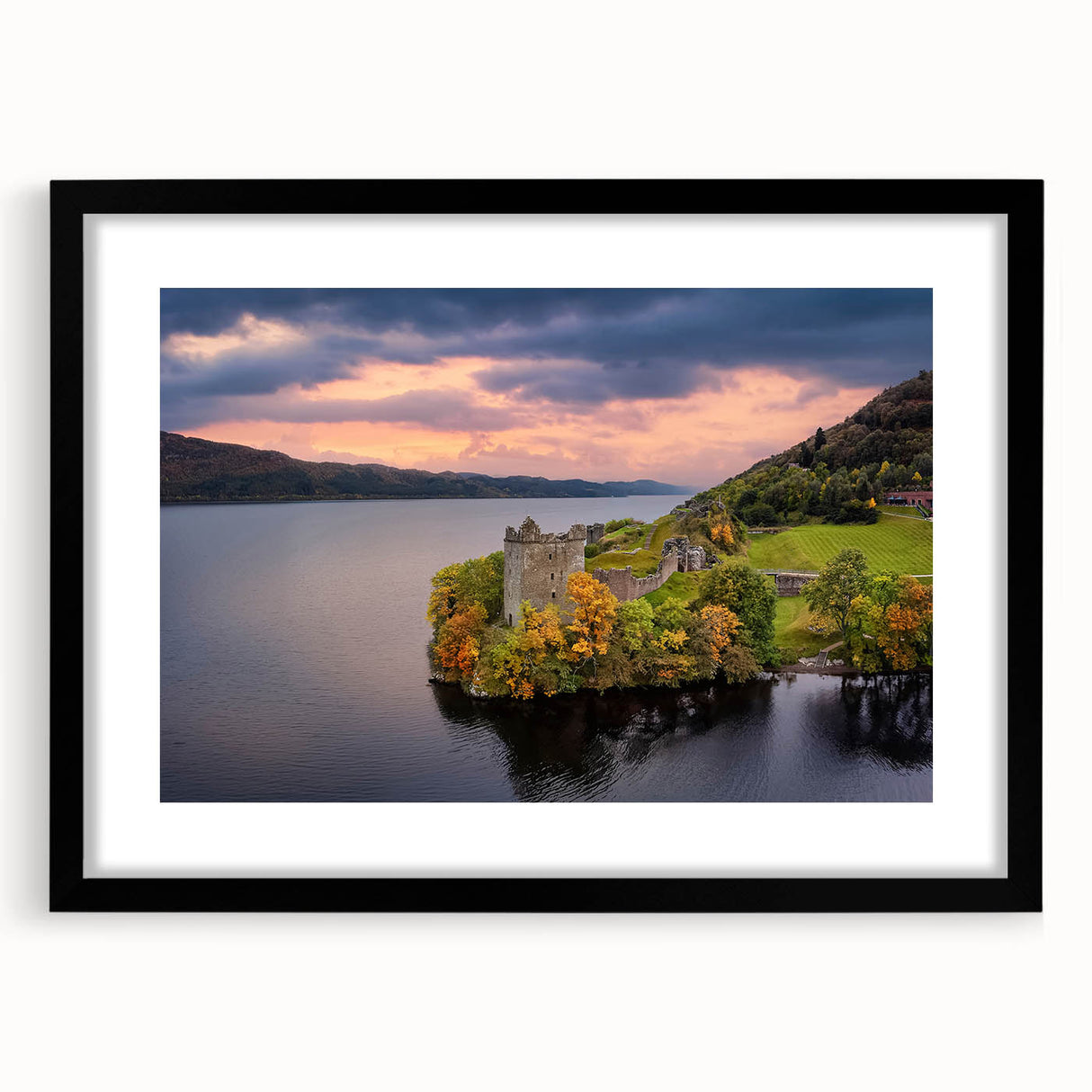 Abstract art print of a colorful Scottish landscape in vibrant hues on a textured, extra large canvas.