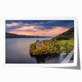 Rolled print of a Scottish landscape featuring muted green and blue tones, ideal for art wall dining room decor.