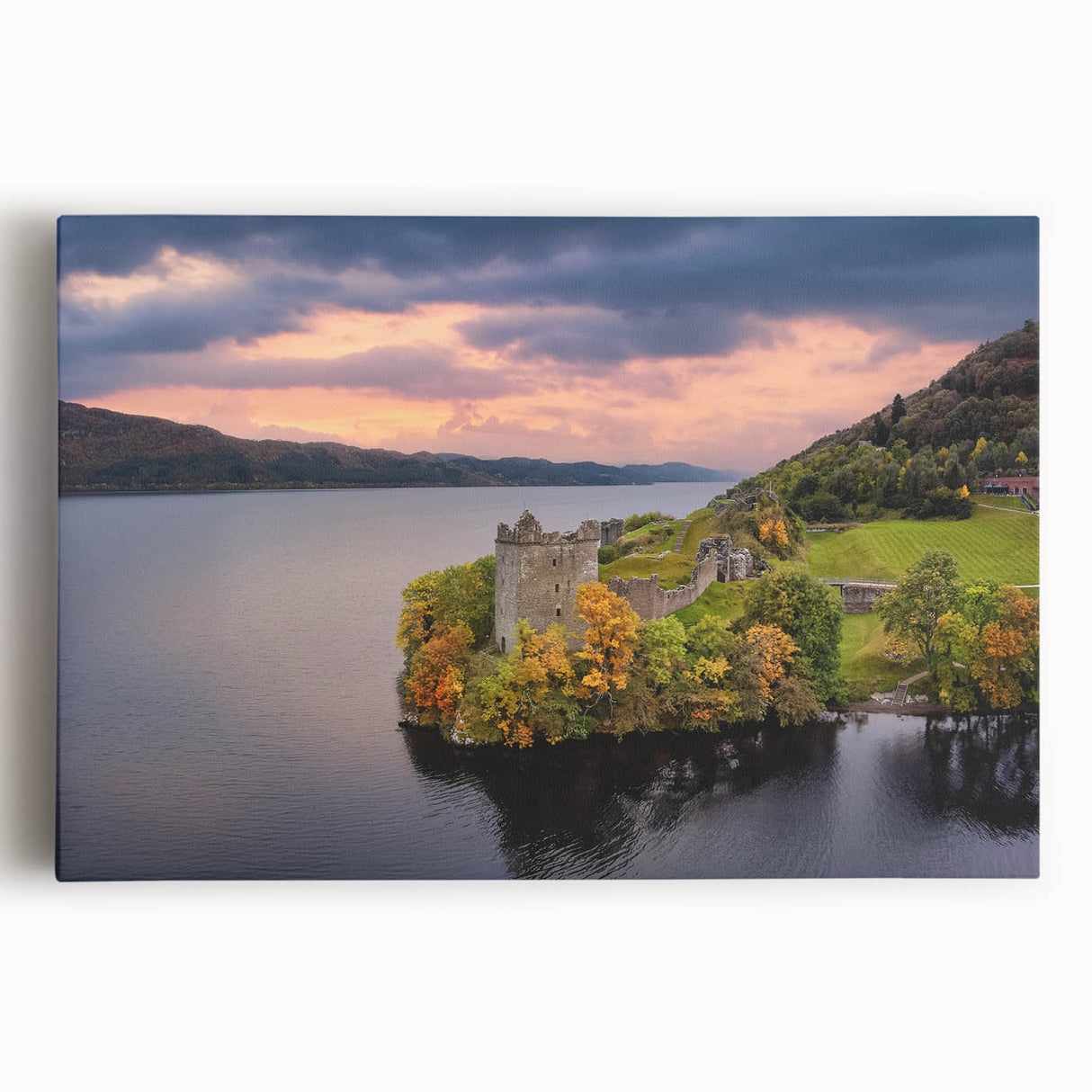 Black and white photograph of a Scottish landscape on stretched canvas, suitable as kitchen wall art or for a bedroom.