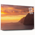 Large abstract wall art of a European scenery in vibrant colors on acrylic glass, ideal for bedroom or dining room decor.