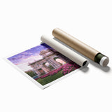 Extra large wall art featuring a floral design in soft pastel colors on a rolled print, suitable for classy bathroom decor.