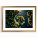 Extra large wall art featuring an abstract textured scenery of a European landscape, in muted gold and green tones.