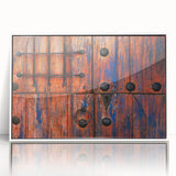 Art deco poster featuring a scenic view of Baja California with muted earth tones on a white framed acrylic.