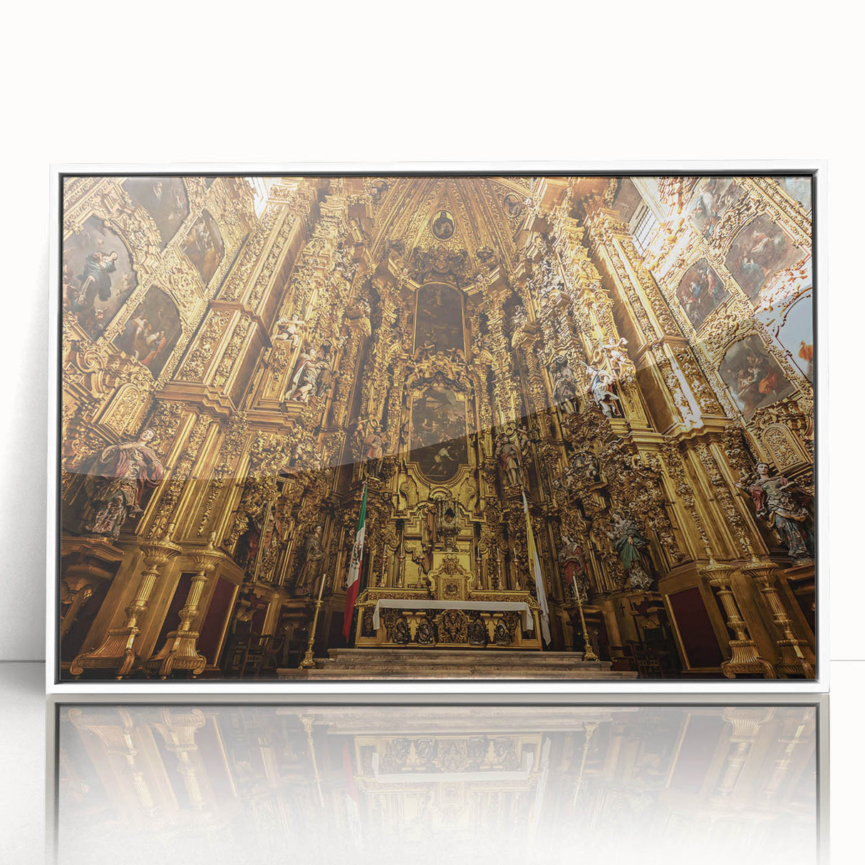 Acrylic print of Mexico City with art deco elements in muted gray tones, ideal for modern art wall decor.