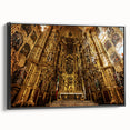 Black and white wall art featuring a vintage poster art style landscape of Mexico City on framed canvas.