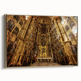 Framed canvas depicting a vintage-style landscape of Mexico City in gold and black tones, ideal for bedroom wall decor.