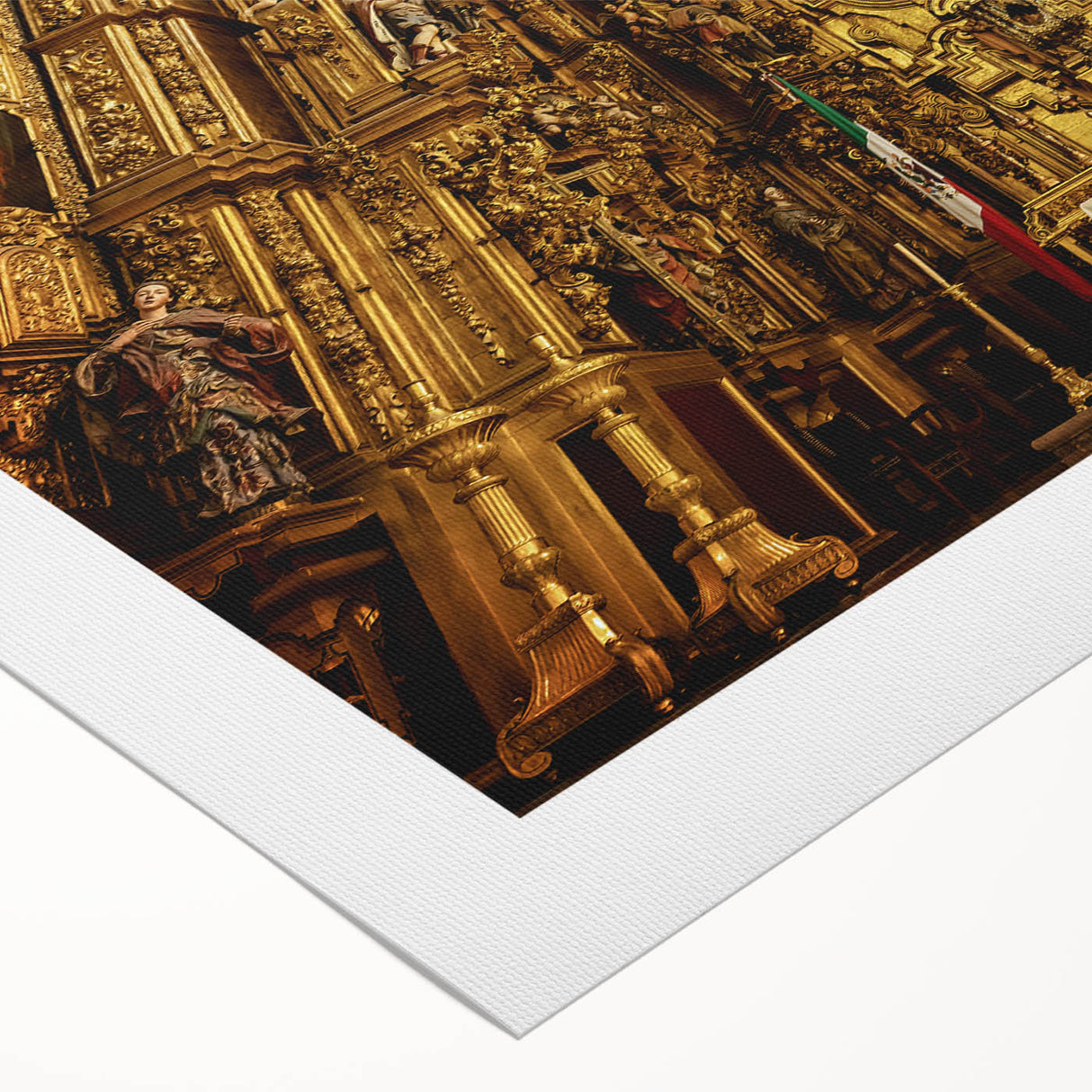 Art deco poster of Mexico City skyline in muted gray tones on rolled canvas, ideal for dining room wall art.