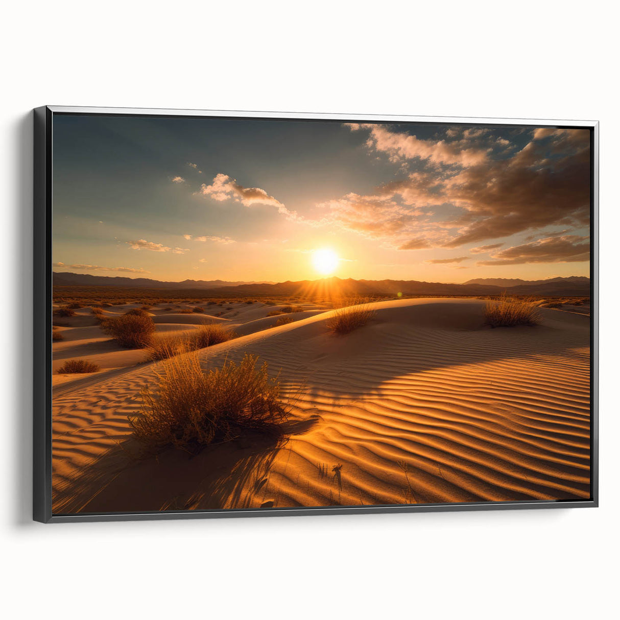 Black and white framed canvas of Dubai skyline, ideal for bedroom wall art.
