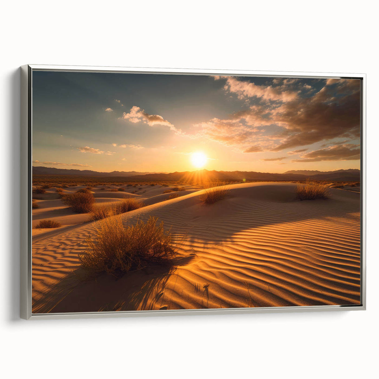 Landscape art painting of Dubai skyline in colorful hues on a framed canvas, ideal for living room decor.