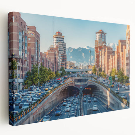 Large canvas print featuring a serene Middle Eastern landscape in muted earth tones, ideal for kitchen wall art.