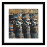 Extra large abstract art print depicting vibrant, textured scenery of a Middle Eastern landscape on a framed canvas.