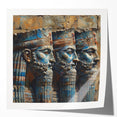 Rolled print of a Middle Eastern scenery with floral elements in muted earth tones.