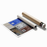 Extra large rolled print of Tel Aviv scenery with muted pastel shades, ideal for classy bathroom wall art.