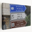 Tel Aviv cityscape on large stretched canvas, featuring muted earth tones, ideal for kitchen wall art.