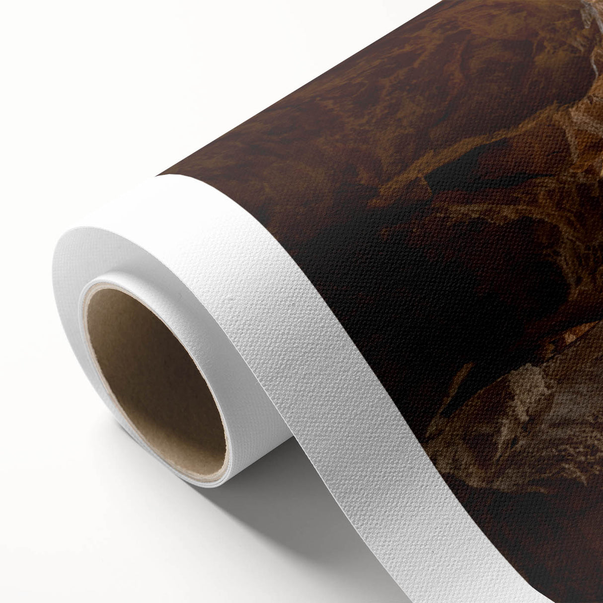 Art Deco poster of a Middle Eastern scenery on rolled canvas, featuring muted earth tones.