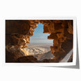 Scenic Middle East landscape on rolled canvas, featuring floral elements in earth tones, ideal for art wall dining room.
