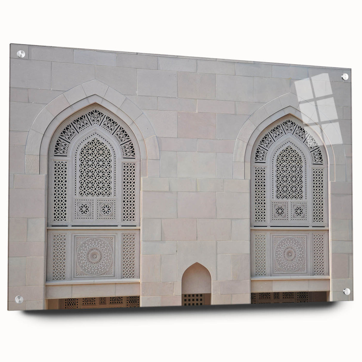 Acrylic print of a Middle Eastern landscape in earth tones, suitable for dining room decor.