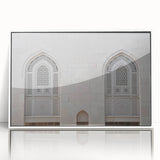 Acrylic print of an Omani landscape with soft earth tones and white frame, suitable for modern art wall decor or a nursery.