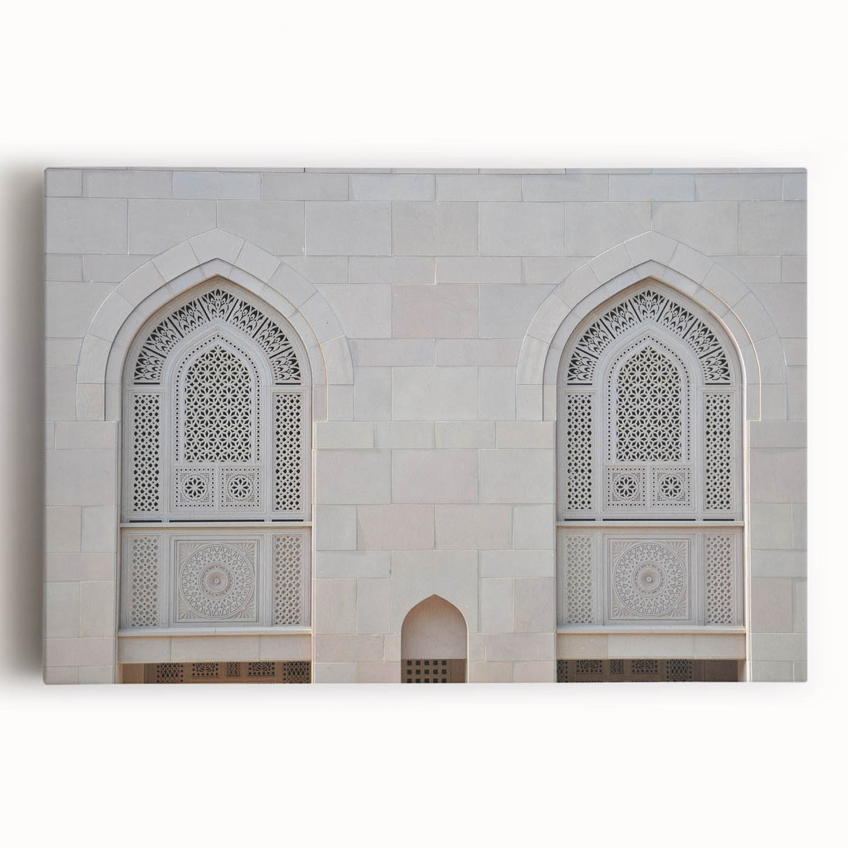 Black and white photograph on canvas of a Middle Eastern landscape, ideal for kitchen wall art.