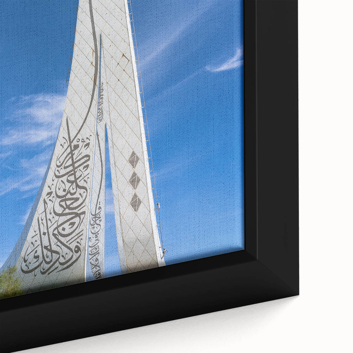 Textured black wall art featuring a colorful Middle Eastern Qatar scenery on a large framed canvas.