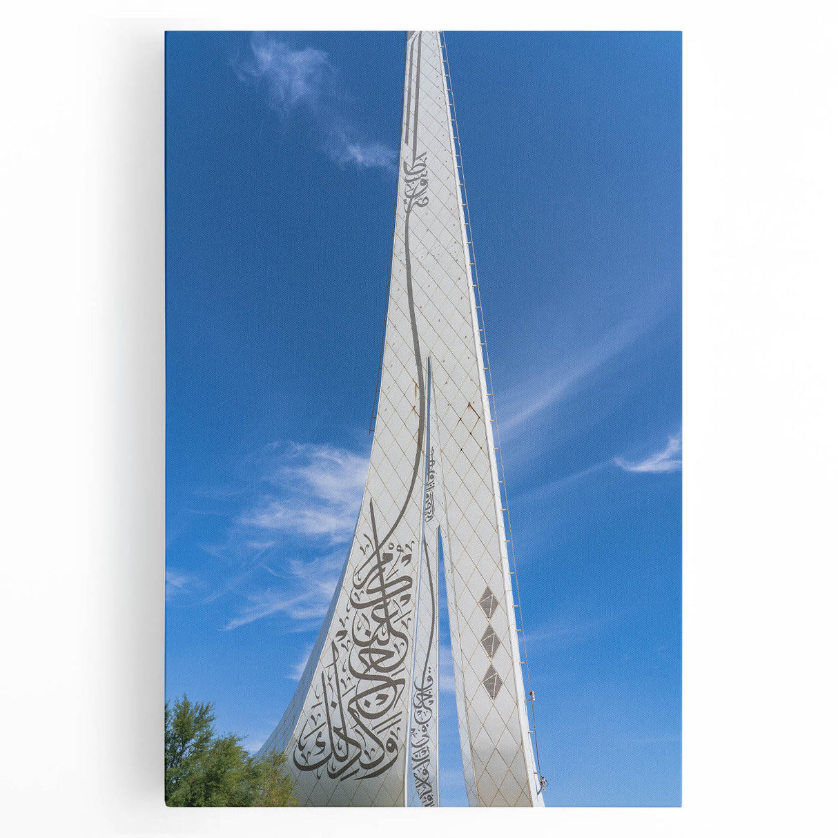 Black and white stretched canvas depicting Qatar scenery, ideal for kitchen wall art.